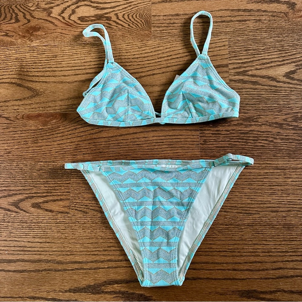Solid & Striped Lulu Bikini Set in Metallic Zigzag, NWT
